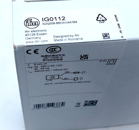 IFM Efector IG0112 Proximity Sensor - Advance Operations