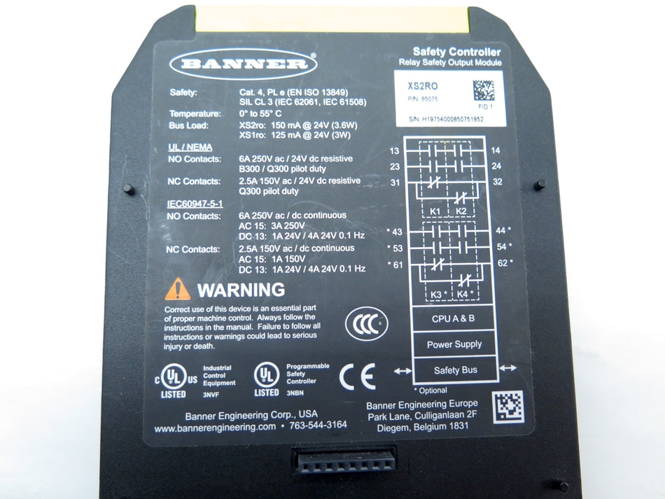 Banner XS2RO / 85075 Expandable Safety Controller Output Module - Advance Operations