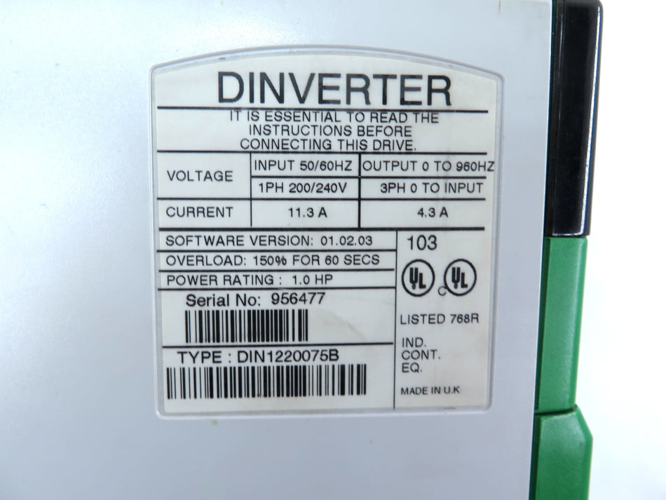 Emerson / Control Techniques DIN1220075B Inverter AC Drive 1HP 200-240Vac - Advance Operations