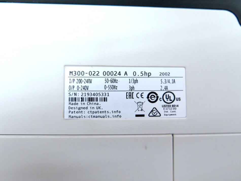 Nidec / Control Techniques M300-022 00024 A AC Drive 0.5Hp - Advance Operations