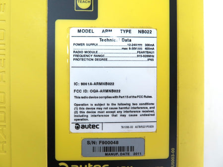 Autec Model ARM Type NB022 Radio Remote Control Receiver - Advance Operations