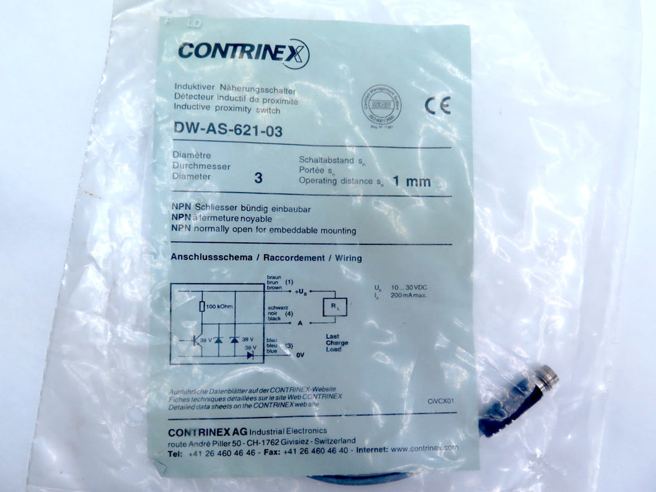 Contrinex DW-AS-621-03 Inductive Proximity Switch - Advance Operations