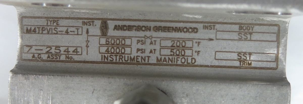 Anderson Greenwood M4TPVIS-4-i Instrument Manifold Hydraulic 6000PSI Max - Advance Operations