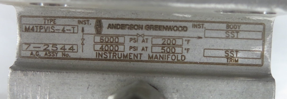 Anderson Greenwood M4TPVIS-4-i Instrument Manifold Hydraulic 6000PSI Max - Advance Operations