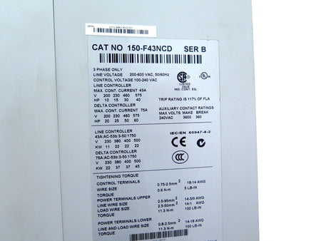Allen-Bradley 150-F43NCD Ser.B Smart Motor Controller 200-600Vac - Advance Operations