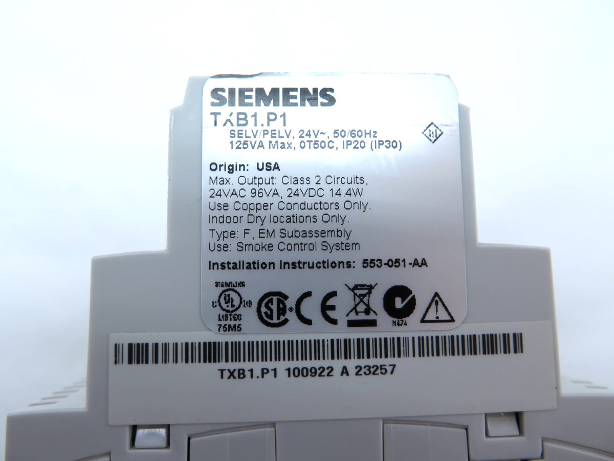 Siemens TXB1.P1 SELV/PELV 24Vac Interface Module - Advance Operations