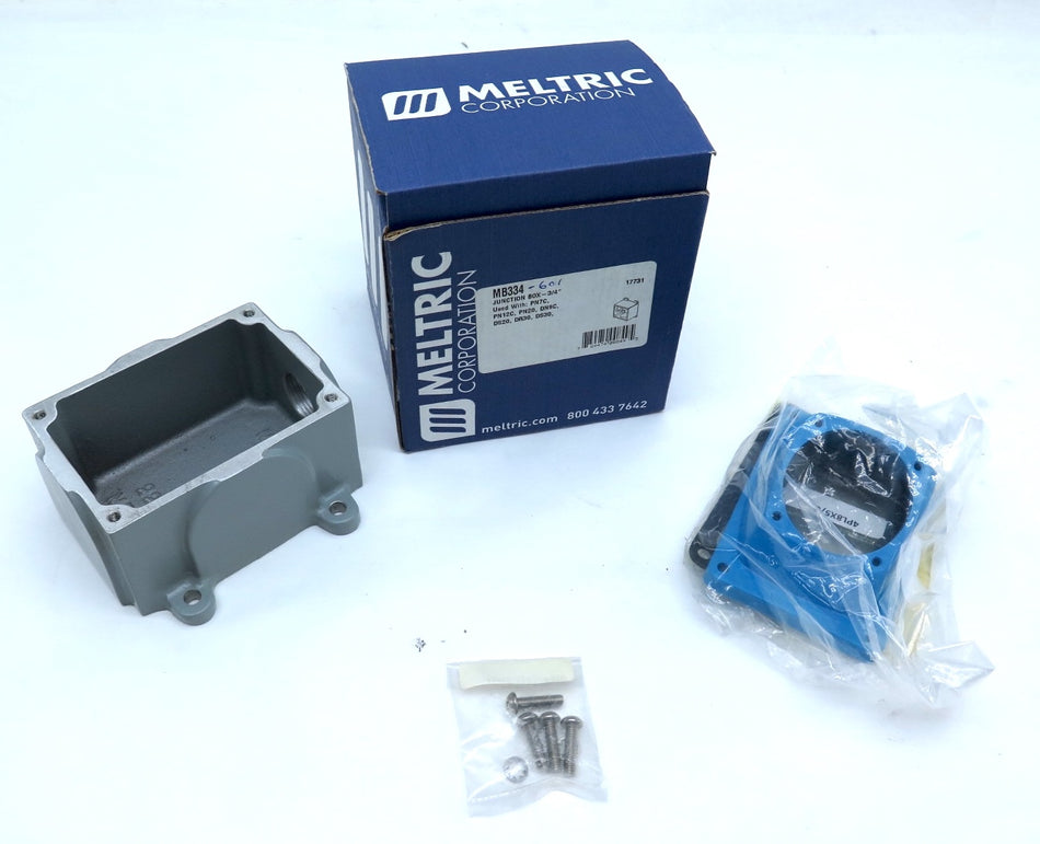 Meltric MB334 601 Junction Box 3/4" & 61-1A027-601 Angle Adapter - Advance Operations