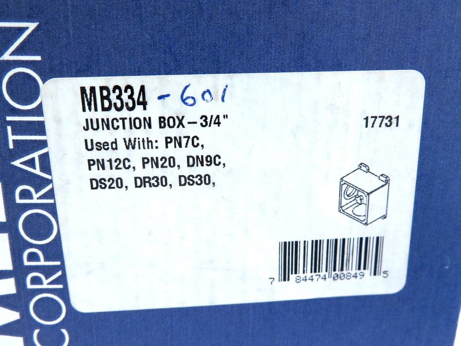 Meltric MB334 601 Junction Box 3/4" & 61-1A027-601 Angle Adapter - Advance Operations