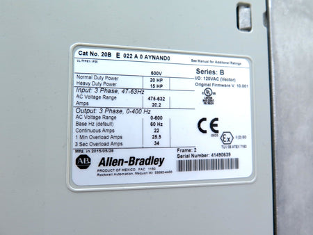Allen-Bradley 20BE022A0AYNAND0 PowerFlex 700 AC Drive 20HP 475-632Vac - Advance Operations