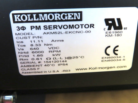 Kollmorgen EC4-AKM52L-CNC-20-10B-153-MP3-FC2-C0 Linear Actuator Cylinder KIT - Advance Operations