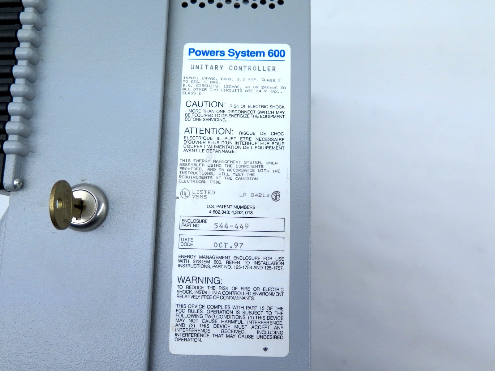 Landis & Gyr 544-449 Power Sys 600 Unitary Control - Advance Operations