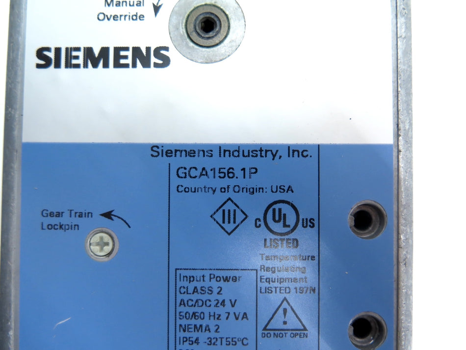 Siemens GCA156.1P Spring Return Electric Damper Open Air Actuator - Advance Operations