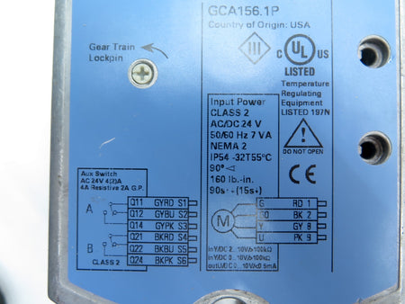 Siemens GCA156.1P Spring Return Electric Damper Open Air Actuator - Advance Operations
