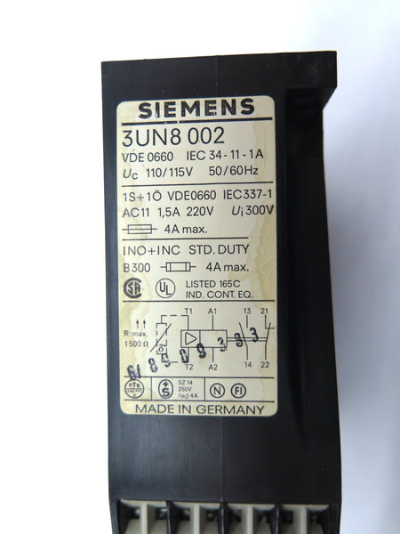 Siemens 3UN8002 Relay 115Vac - Advance Operations