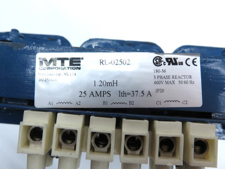 MTE RL-02502 Line Reactor 1.20mH 25A 600V Max - Advance Operations