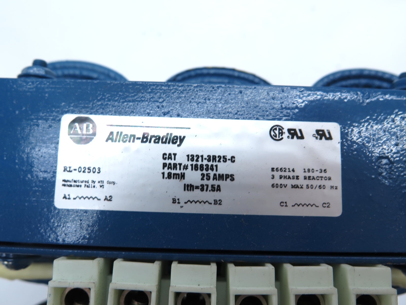 Allen-Bradley 1321-3R25-C Line Reactor 25A 3Ph 600V max - Advance Operations