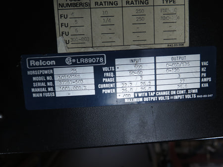 Siemens / Relcon CQ15025B AC Drive 25HP Input: 590Vac Output: 0-460Vac - Advance Operations