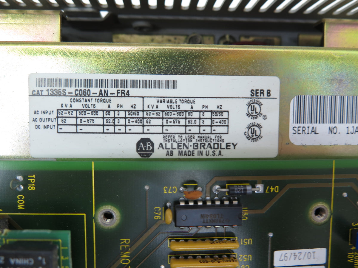 Allen-Bradley 1336S-C060-AN FR4 AC Drive 500-600Vac 62kVA 60HP - Advance Operations