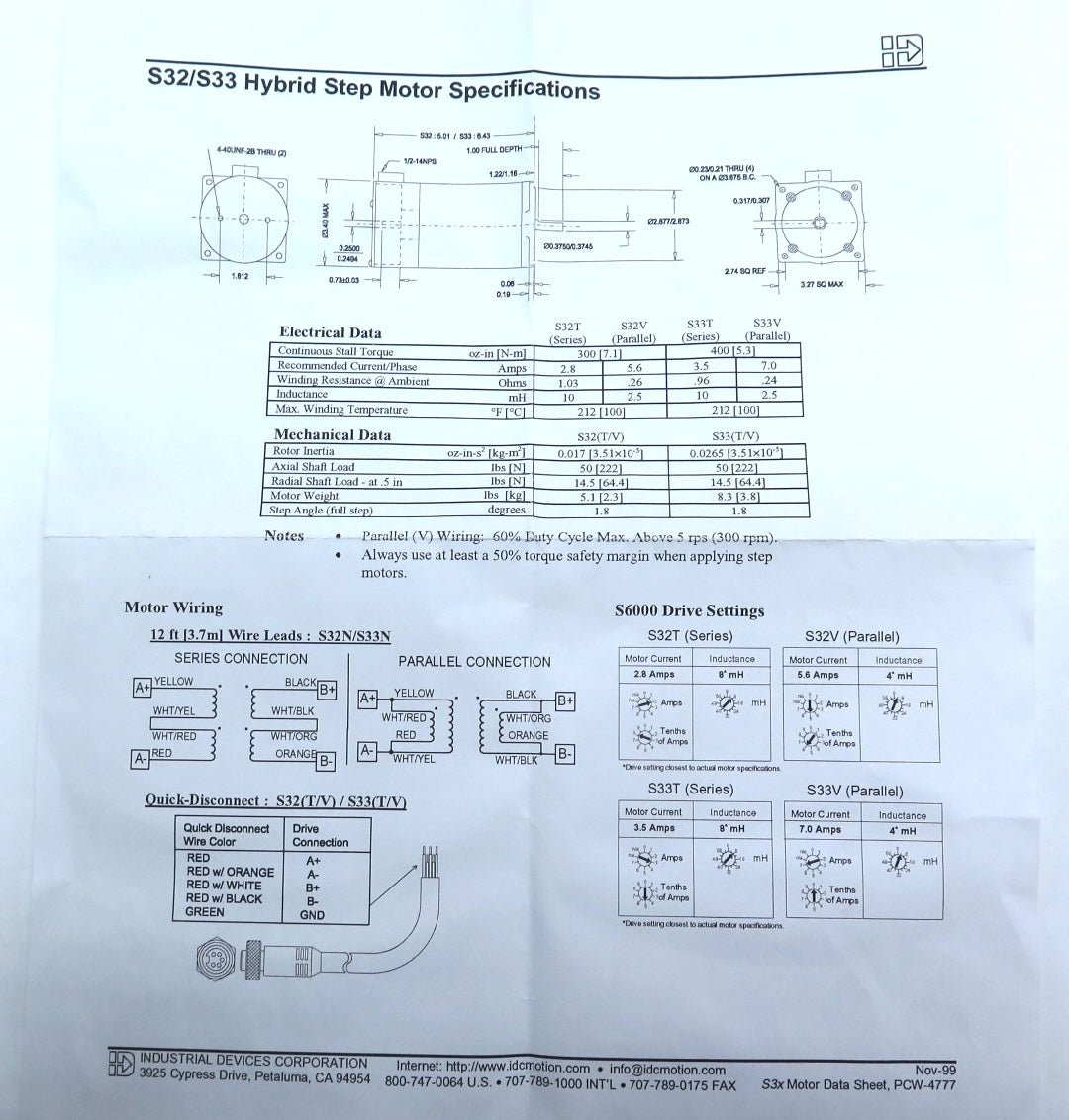 IDC 801-133 / S33T-C25 Servo Motor - Advance Operations