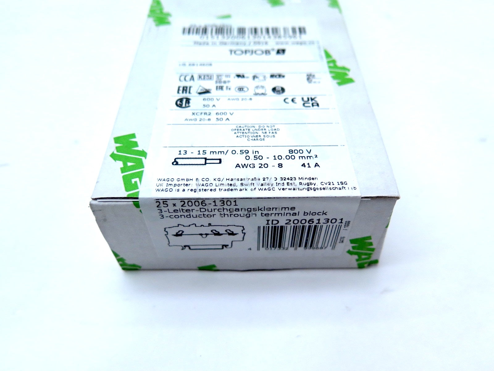 Wago 2006-1301 3-Conductor Through Terminal Block LOT OF 25 - Advance Operations