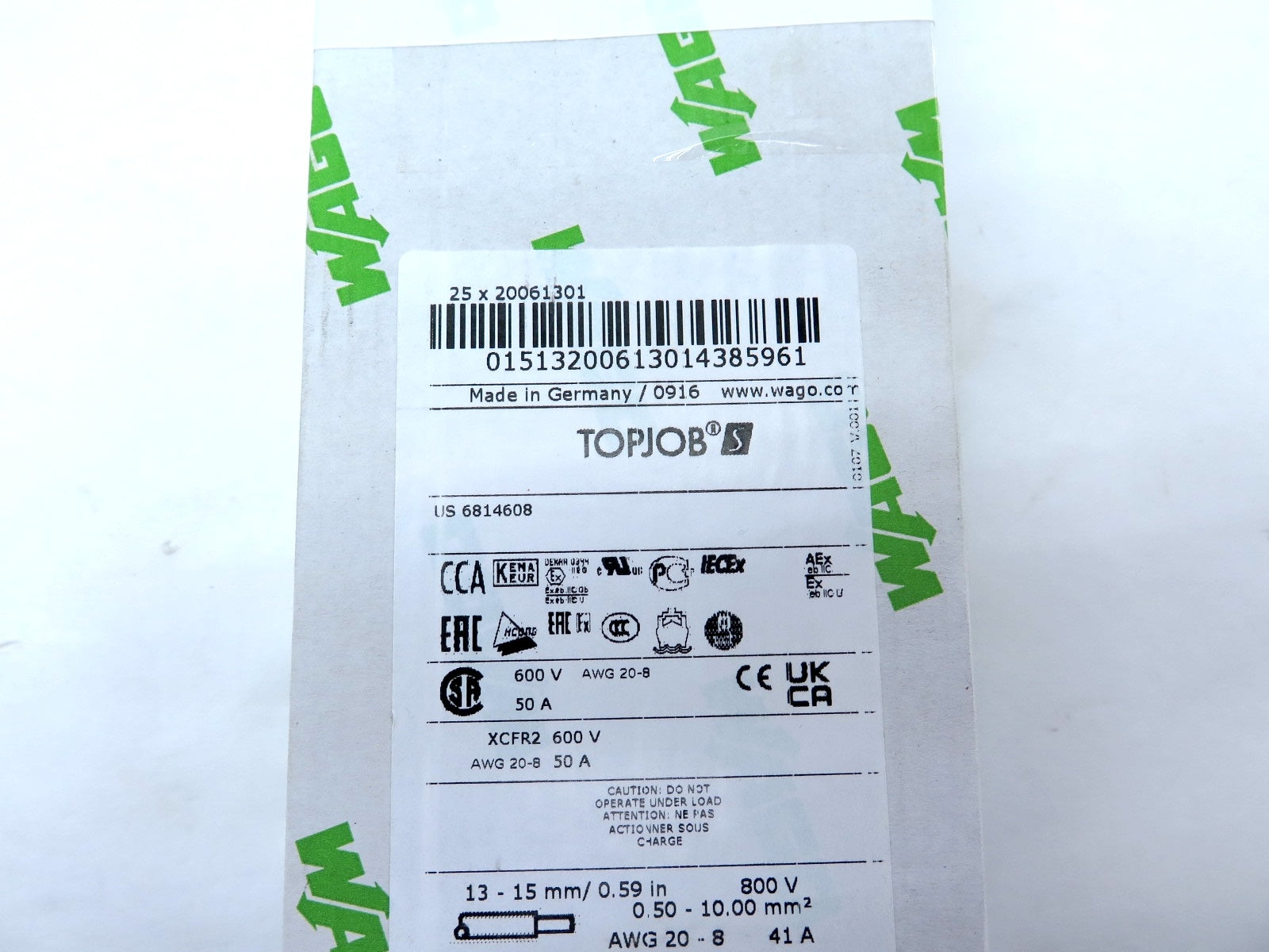 Wago 2006-1301 3-Conductor Through Terminal Block LOT OF 25 - Advance Operations