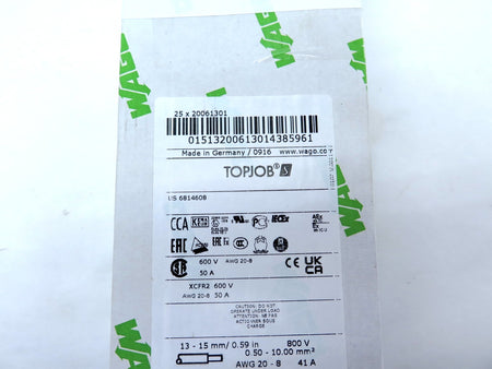 Wago 2006-1301 3-Conductor Through Terminal Block LOT OF 25 - Advance Operations