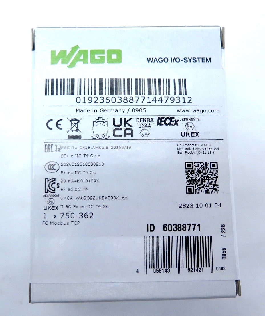 Wago 750-362 Fieldbus Coupler Modbus TCP Module FACTORY SEAL - Advance Operations