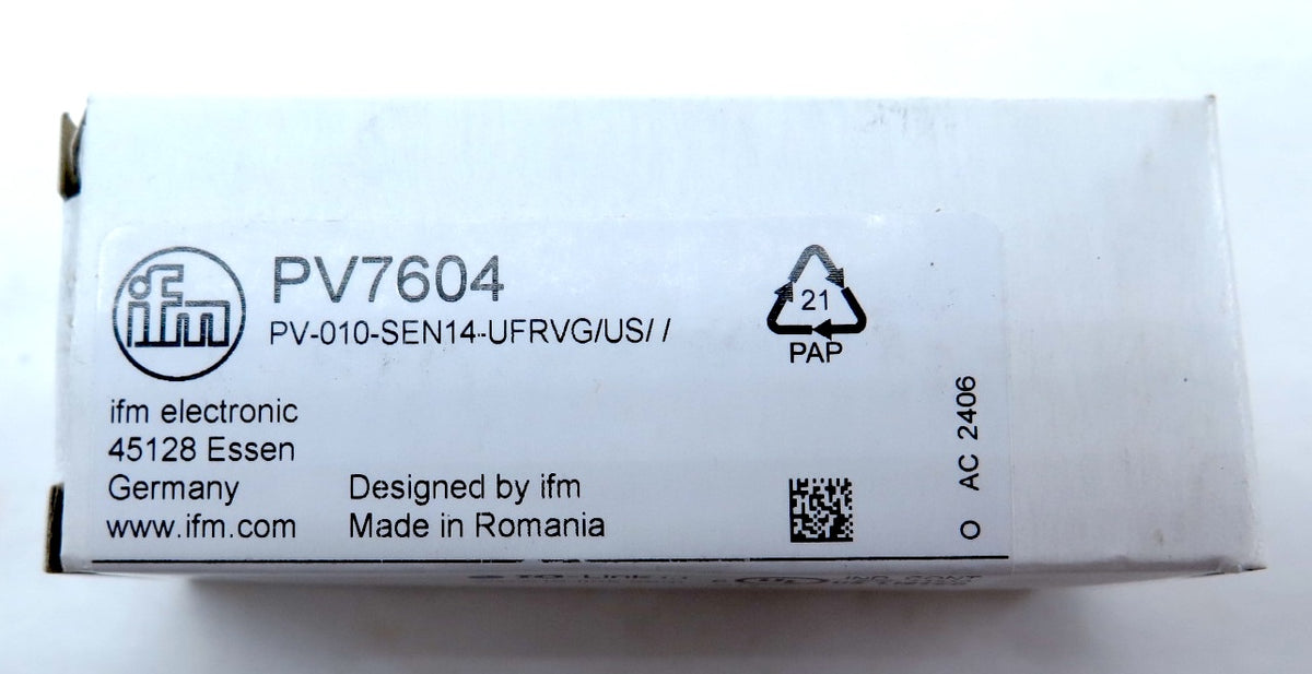 IFM Efector PV7604 Pressure Switch PV-010-SEN14-UFRVG/US - Advance Operations