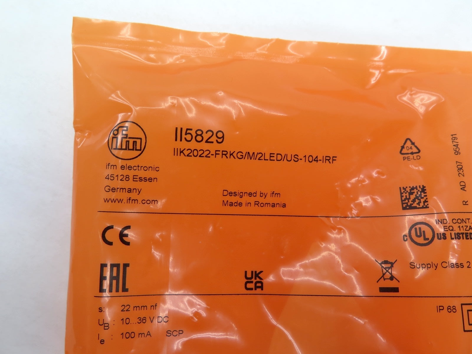 IFM Efector II5829 Inductive Sensor / IIK2022-FRKG/M/2LED/US 104 - Advance Operations