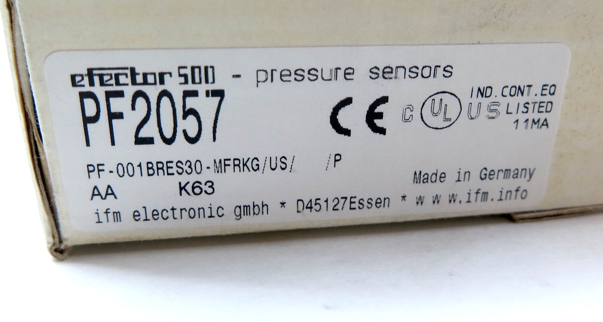 IFM Efector PF2057 Pressure Sensor PF-001BRES30-MFRKG/US - Advance Operations