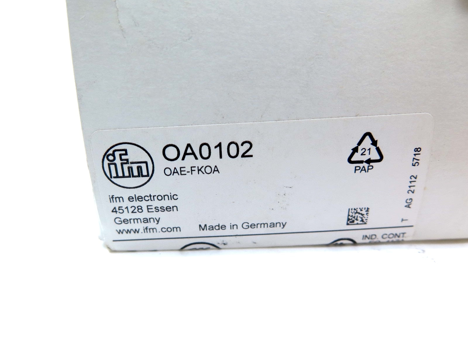 IFM Efector OA0102 Retro Reflective Sensor OAE-FKOA - Advance Operations
