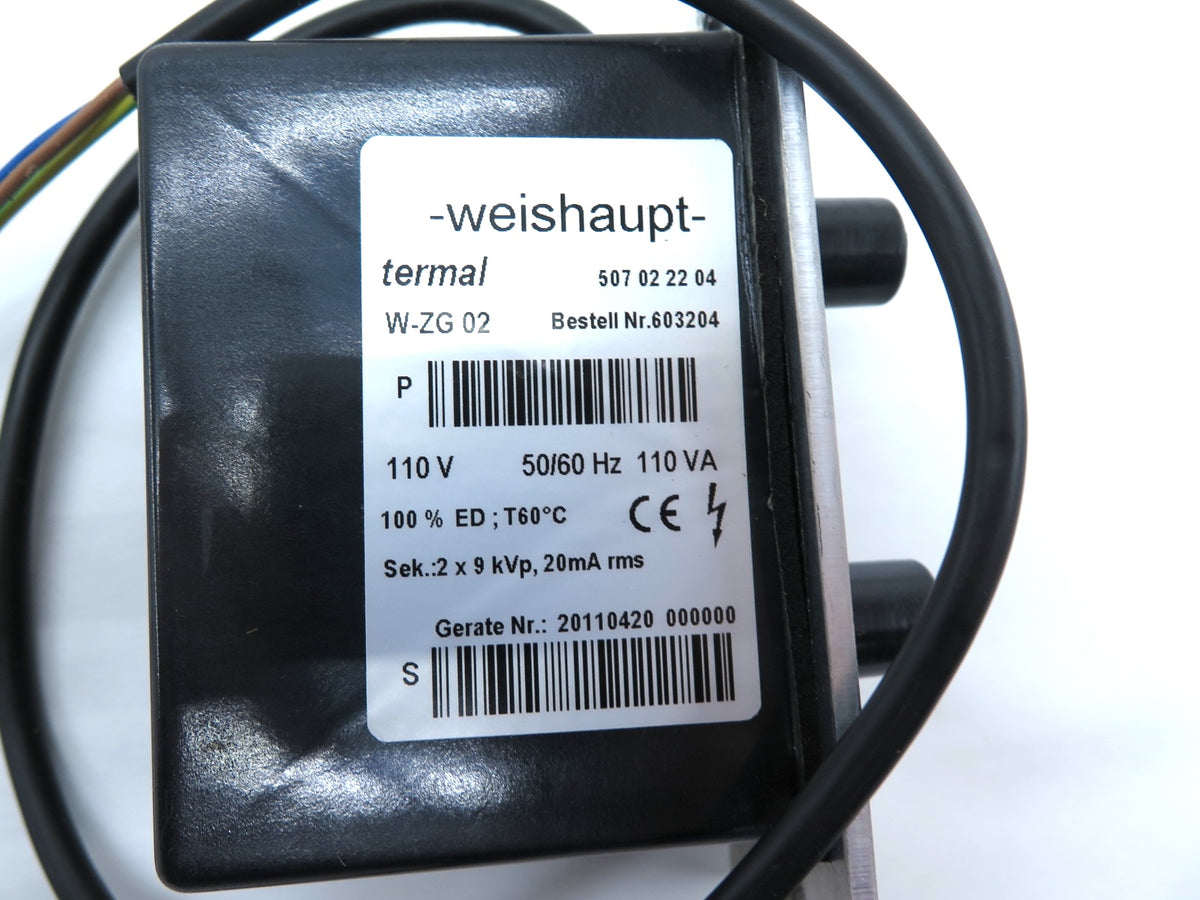 Weishaupt W-ZG 507 02 22 04 Termal Ignition Transformer 110vac - Advance Operations