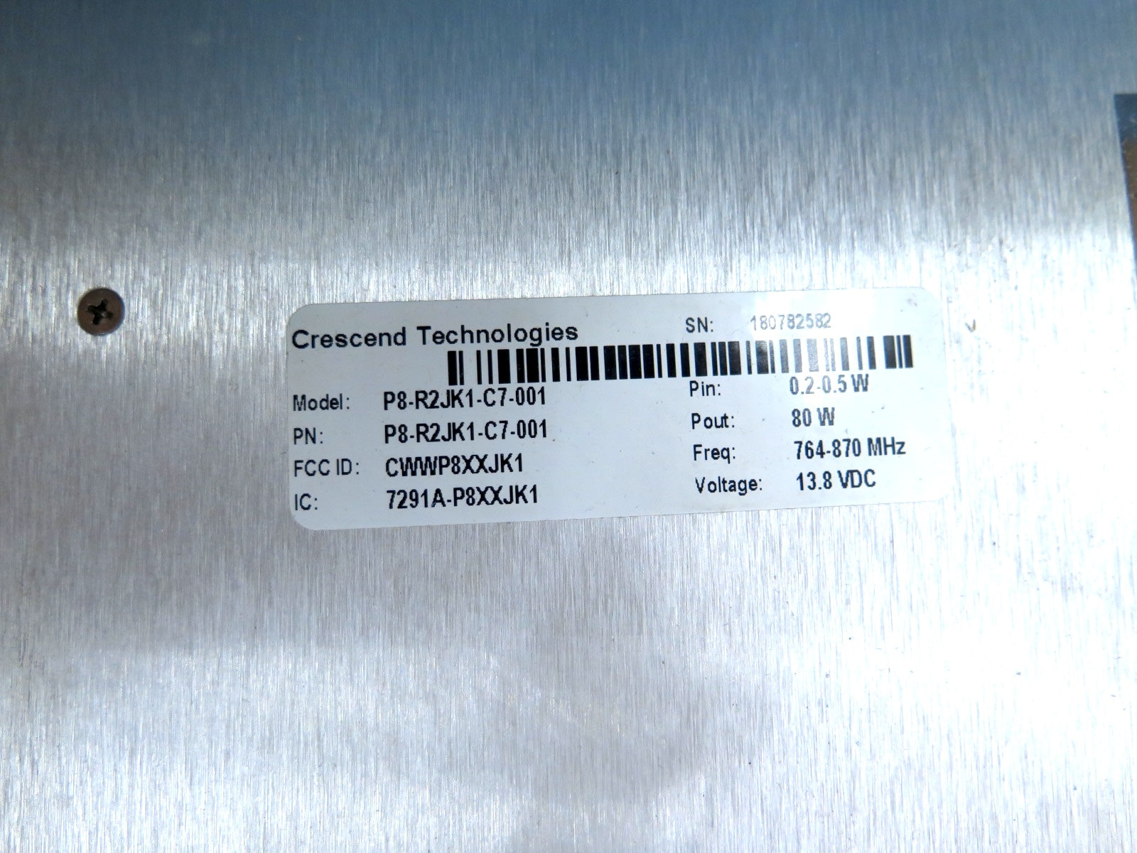 Crescend Technologies P8-R2JK1-C7-001 Repeater Amplifier 80W 13.8Vdc - Advance Operations