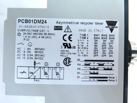 Carlo Gavazzi PCB01DM24 Asymetrical Recycler Timer - Advance Operations