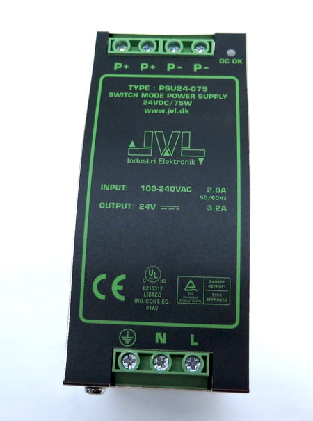 JVL PSU24-075 Switch Mode Power Supply 100-240Vac to 24Vdc - Advance Operations