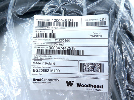 Woodhead BG20882-M100 / M23-19P-FE-ST-10M-PUR Cable Set 10M - Advance Operations