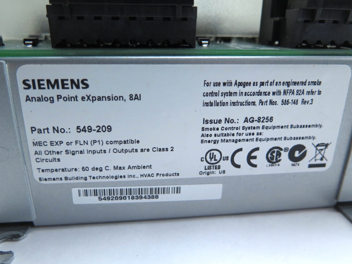 Siemens Apogee Automation 549-209 Analog Point eXpansion 8AI - Advance Operations
