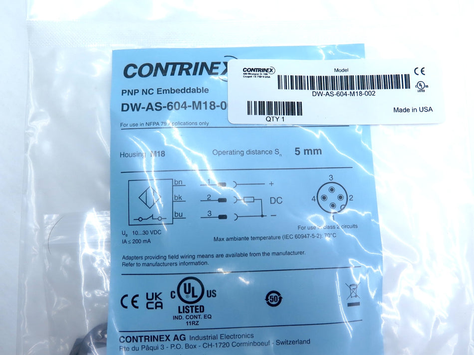 Contrinex DW-AS-604-M18-002 Inductive Sensor - Advance Operations