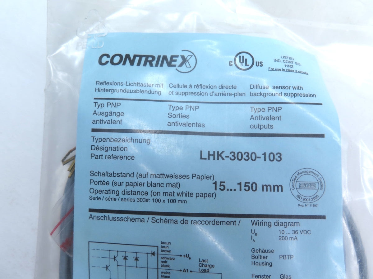 Contrinex LHK-3030-103 Compact Photoelectric Sensor - Advance Operations