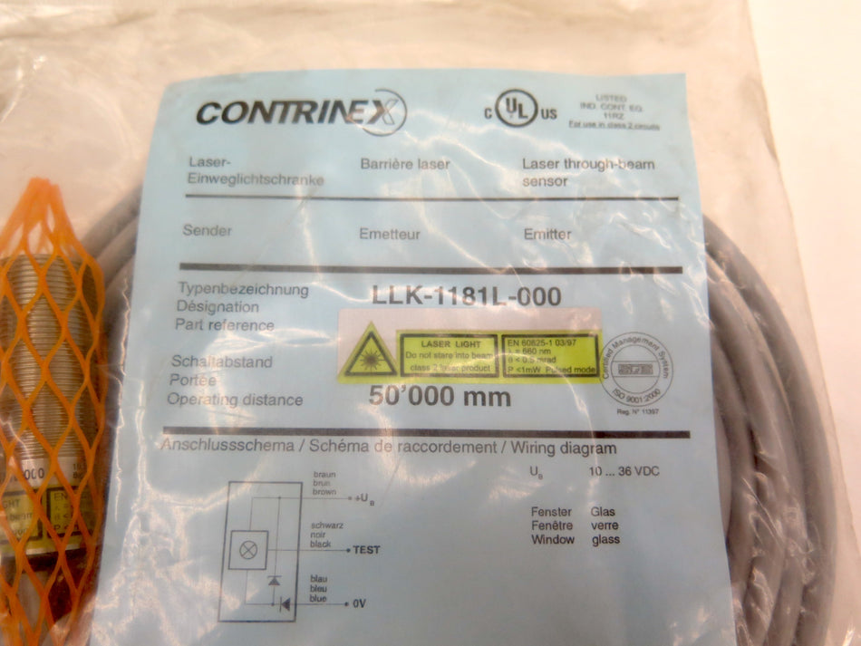 Contrinex LLK-1181L-000 Laser Through-Beam Sensor - Advance Operations