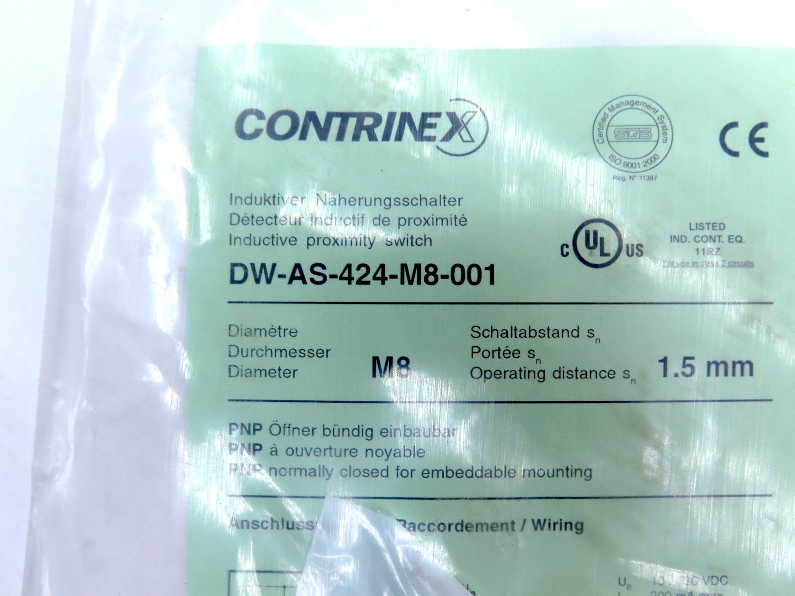 Contrinex DW-AS-424-M8-001 Inductive Proximity Switch - Advance Operations