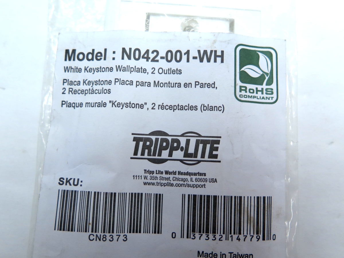 Tripp Lite N042-001-WH White Keystone Wallplate 2 Outlets - Advance Operations