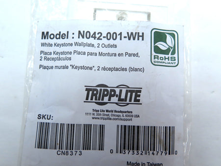 Tripp Lite N042-001-WH White Keystone Wallplate 2 Outlets - Advance Operations