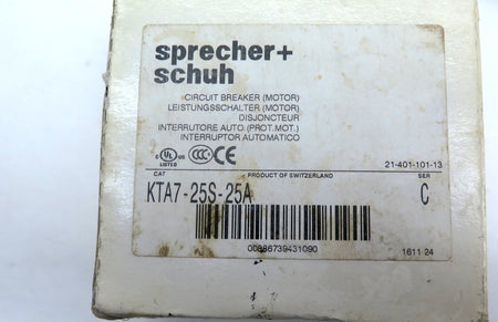 Sprecher+ Schuh KTA7-25S-25A Circuit breaker (Motor) - Advance Operations