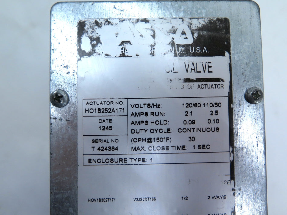 Asco HO1B252A171 Actuator With Aux Switch - Advance Operations