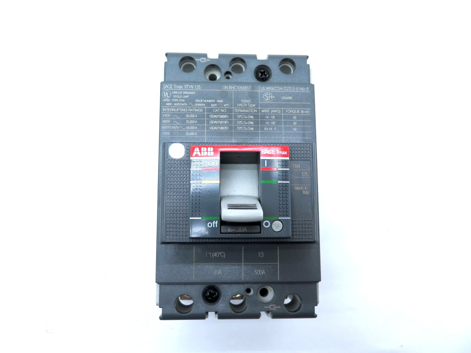 ABB XT1NU3030AFF000 Circuit Breaker 3 Pole 30A - Advance Operations