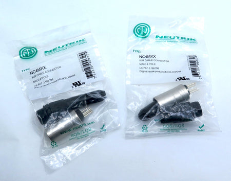 Neutrik NC4MXX 4 Pin Male XLR Cable Connector LOT OF 2 - Advance Operations