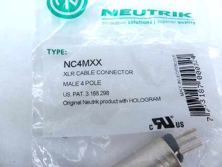 Neutrik NC4MXX 4 Pin Male XLR Cable Connector LOT OF 2 - Advance Operations