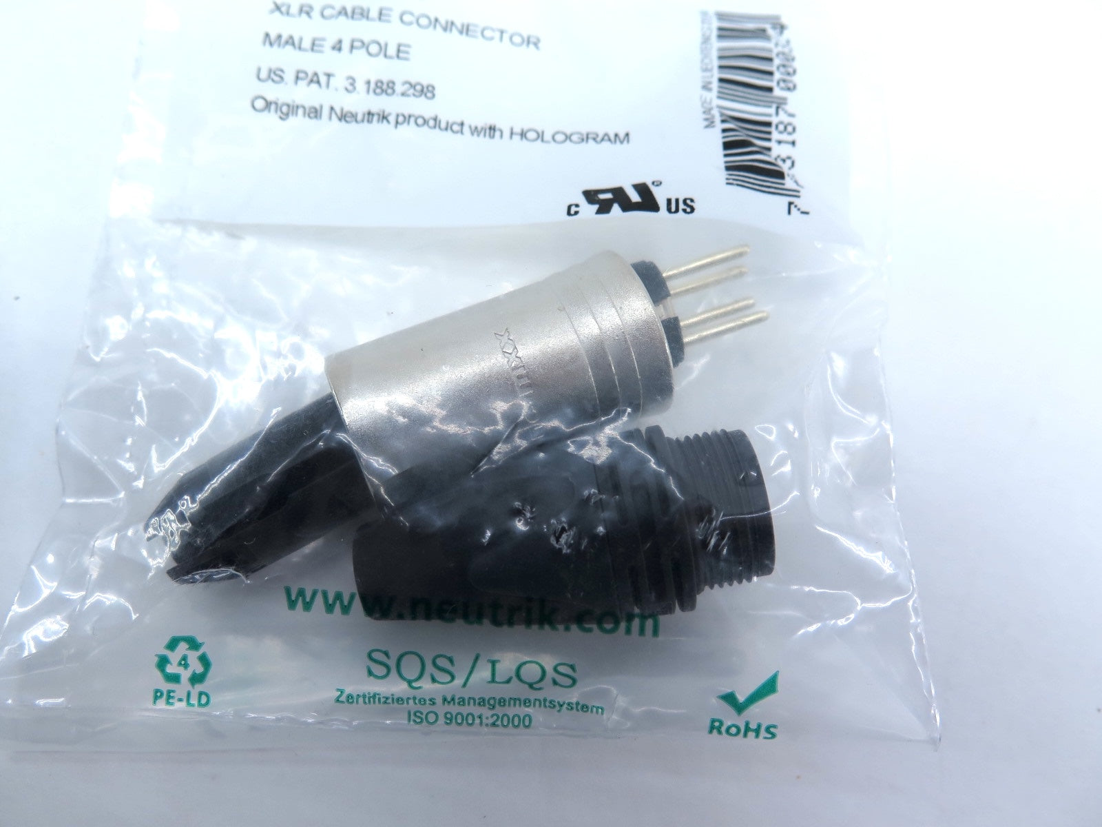 Neutrik NC4MXX 4 Pin Male XLR Cable Connector LOT OF 2 - Advance Operations