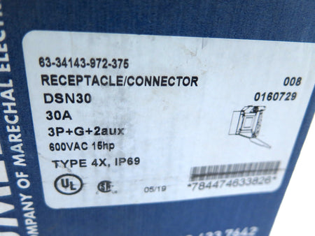 Meltric 63-34143-972-375 Receptacle Connector 30A DSN30 - Advance Operations
